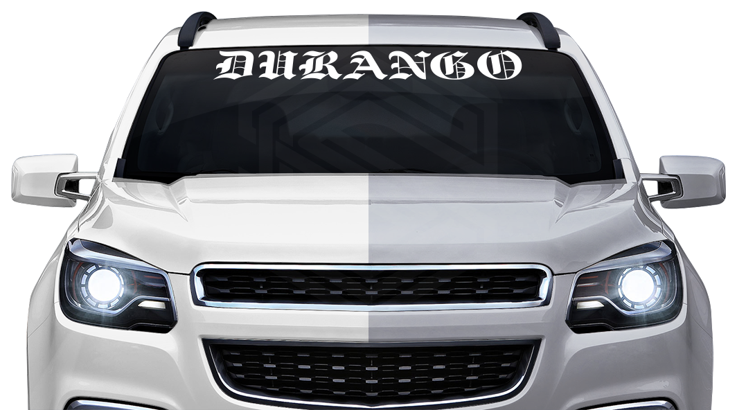 DURANGO DGO Mexico Decal Sticker Windshield Window Vinyl Graphic Banner Text Font-Etch Old English Bold Caps 36"x4.25"+