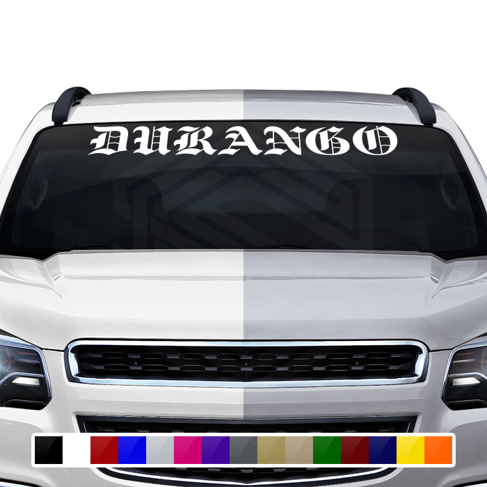 DURANGO DGO Mexico Decal Sticker Windshield Window Vinyl Graphic Banner Text Font-Etch Old English Bold Caps 36"x4.25"+
