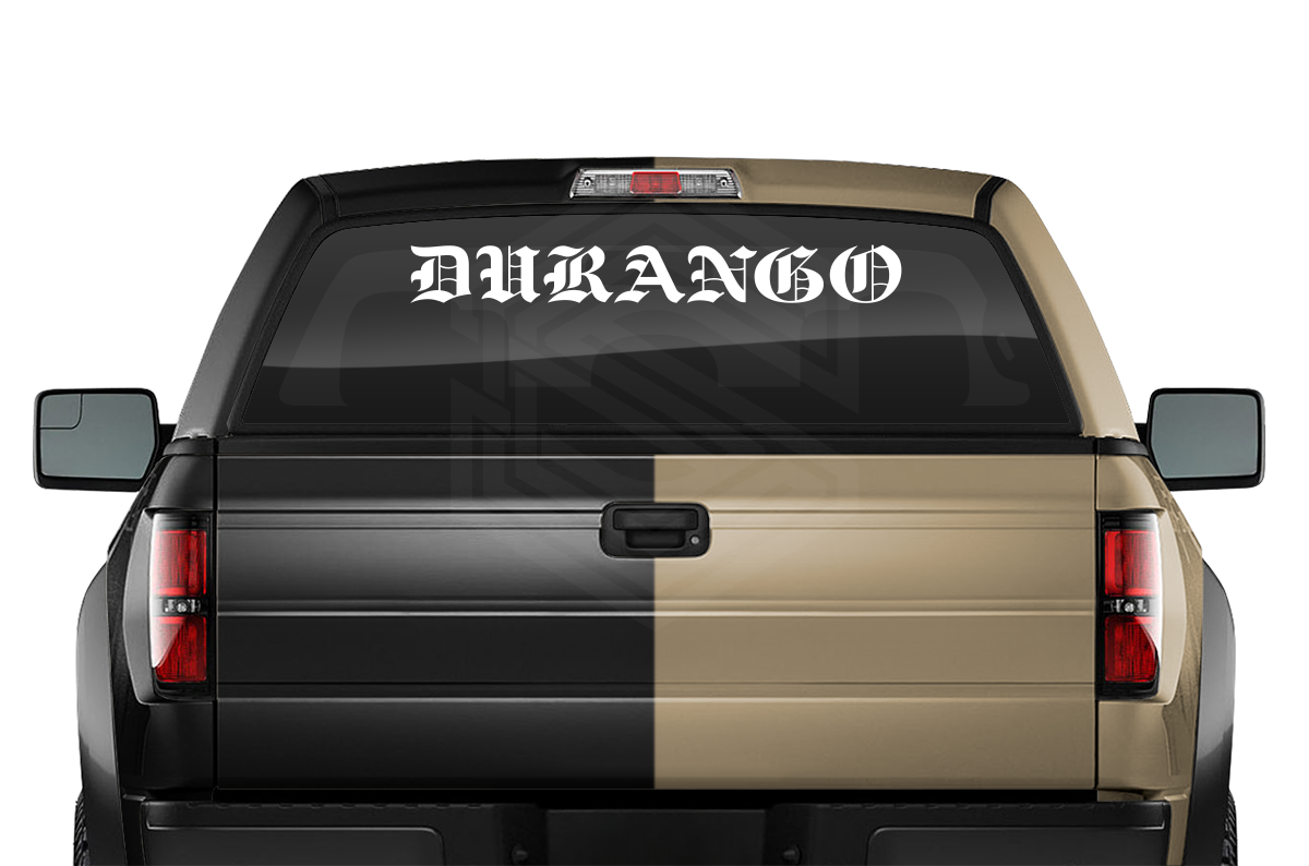 DURANGO DGO Mexico Decal Sticker Windshield Window Vinyl Graphic Banner Text Font-Etch Old English Bold Caps 36"x4.25"+
