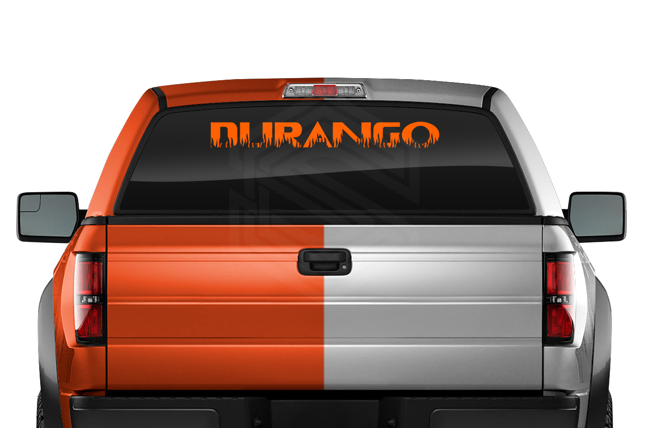 DURANGO DGO Mexico Decal Sticker Windshield Window Vinyl Graphic Banner Text Font-Flame Caps 36"x4.25"+