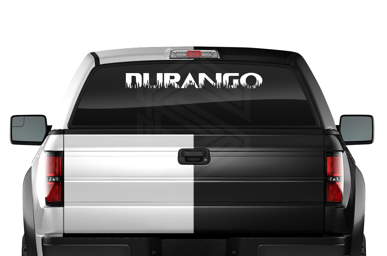 DURANGO DGO Mexico Decal Sticker Windshield Window Vinyl Graphic Banner Text Font-Flame Caps 36"x4.25"+