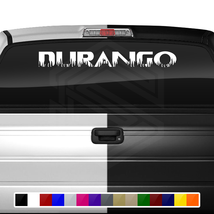 DURANGO DGO Mexico Decal Sticker Windshield Window Vinyl Graphic Banner Text Font-Flame Caps 36"x4.25"+