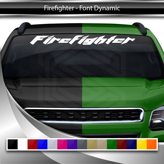 FIREFIGHTER Decal Sticker Windshield Window Vinyl Graphic Banner Text Font-Dynamic 36"x4.25"+