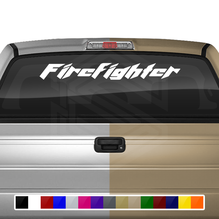 FIREFIGHTER Decal Sticker Windshield Window Vinyl Graphic Banner Text Font-Dynamic 36"x4.25"+
