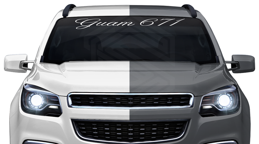 GUAM 671 Decal Sticker Windshield Window Vinyl Graphic Banner Text Font-Altogscr 36"x4.25"+