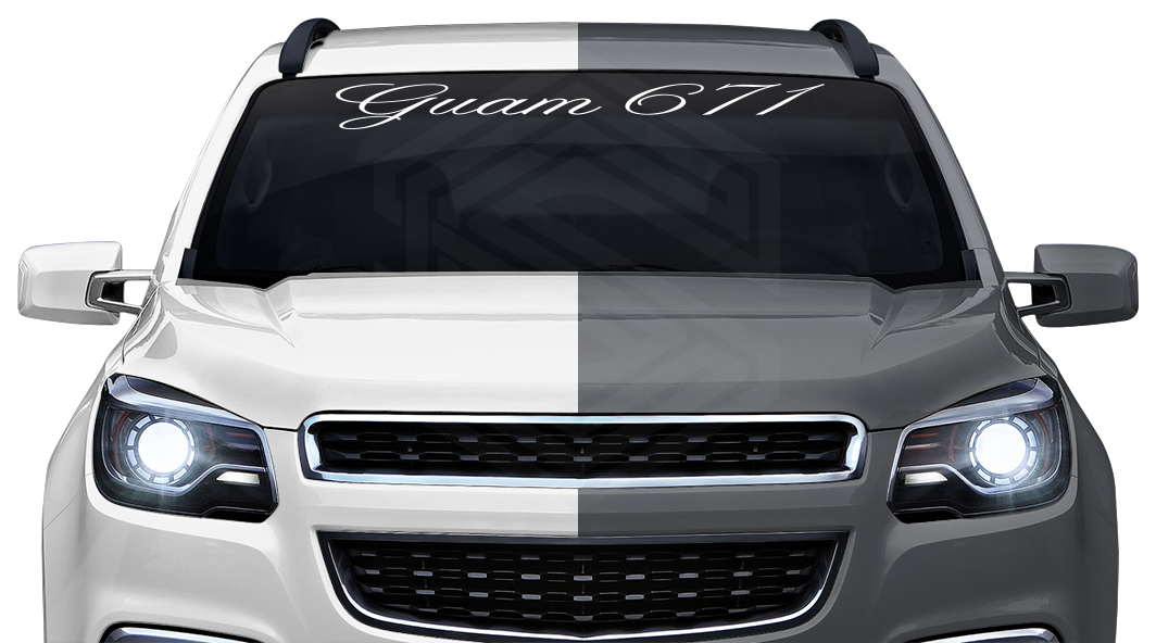 GUAM 671 Decal Sticker Windshield Window Vinyl Graphic Banner Text Font-Altogscr 36"x4.25"+