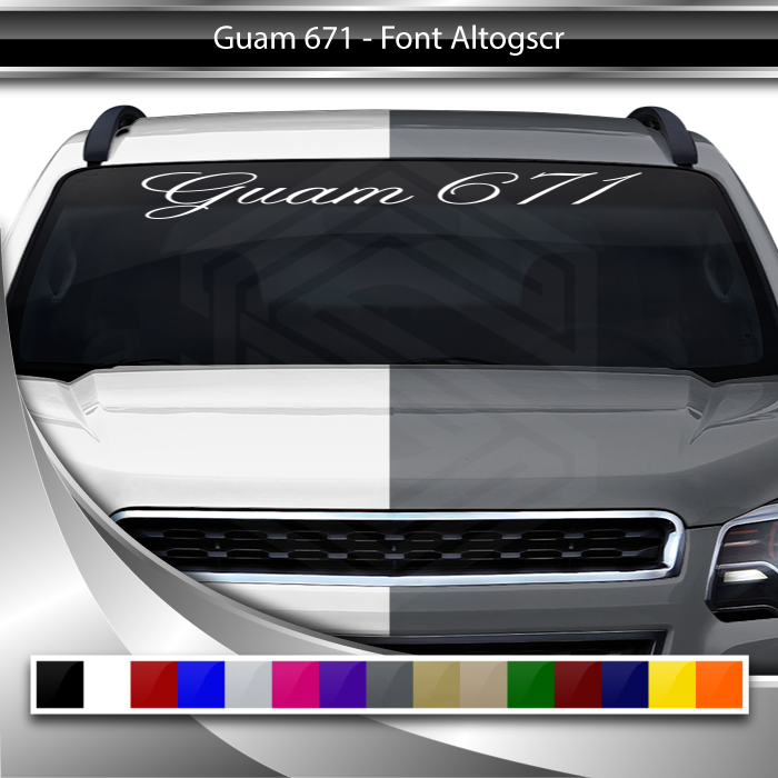 GUAM 671 Decal Sticker Windshield Window Vinyl Graphic Banner Text Font-Altogscr 36"x4.25"+