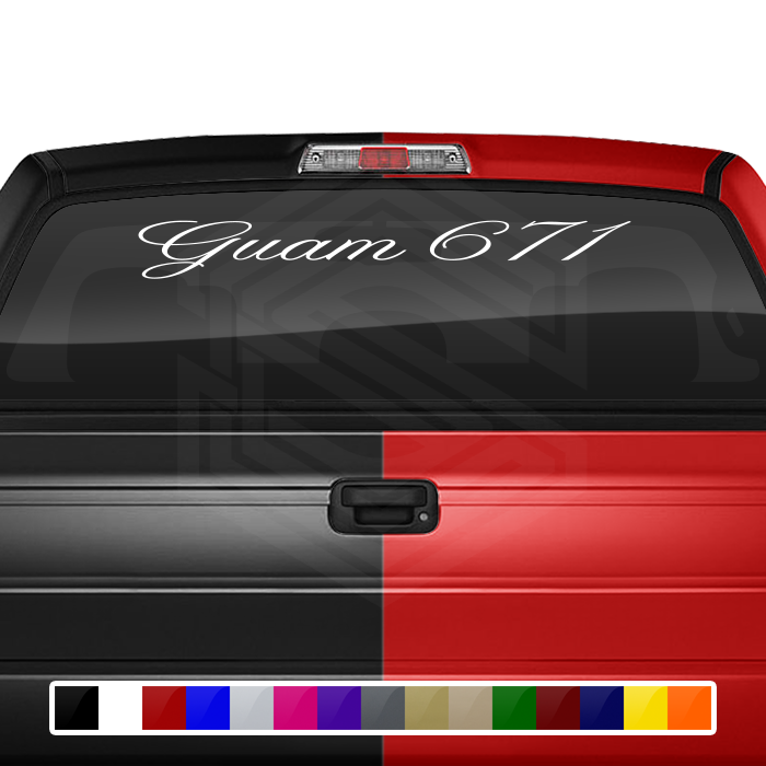 GUAM 671 Decal Sticker Windshield Window Vinyl Graphic Banner Text Font-Altogscr 36"x4.25"+
