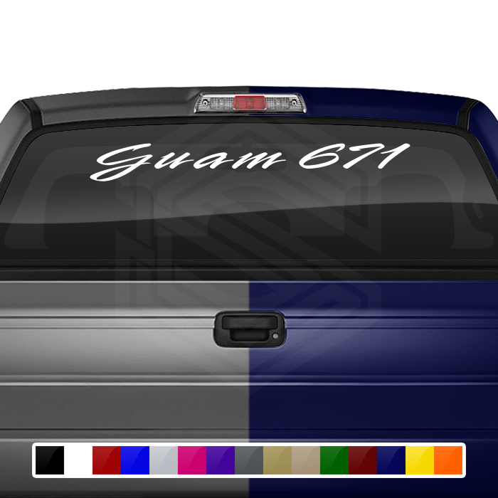 GUAM 671 Decal Sticker Windshield Window Vinyl Graphic Banner Text Font-Rapier 36"x4.25"+