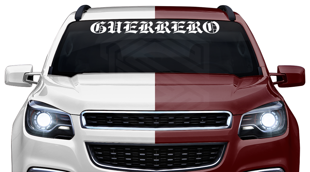 GUERRERO GRO Mexico Decal Sticker Windshield Window Vinyl Graphic Banner Text Font-Etch Old English Bold Caps 36"x4.25"+
