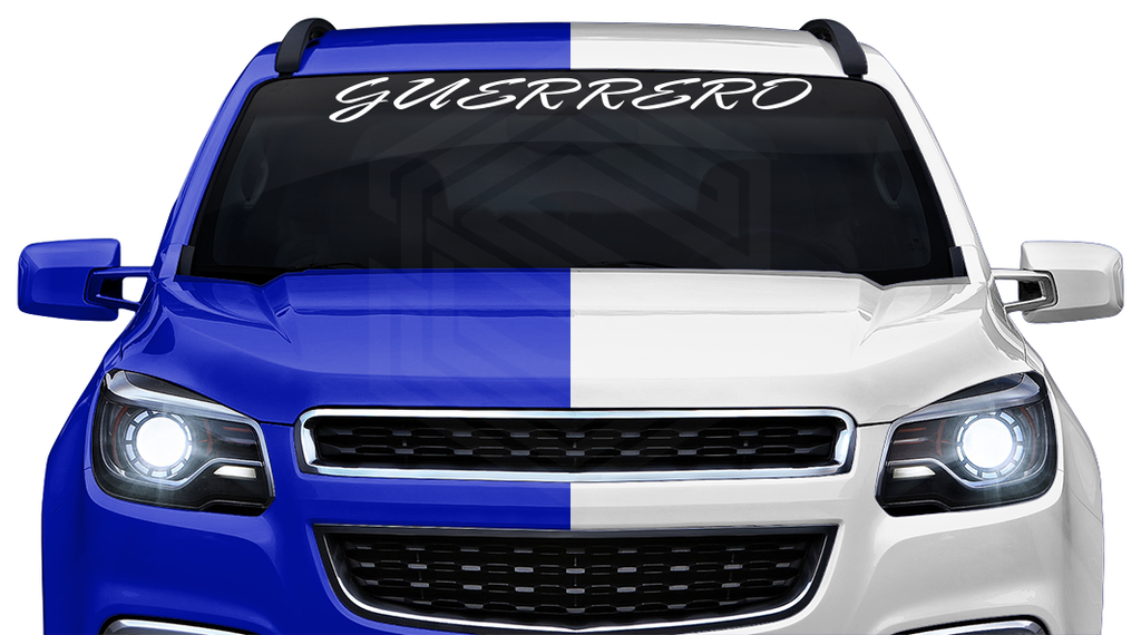 GUERRERO GRO Mexico Decal Sticker Windshield Window Vinyl Graphic Banner Text Font-Rapier Caps 36"x4.25"+