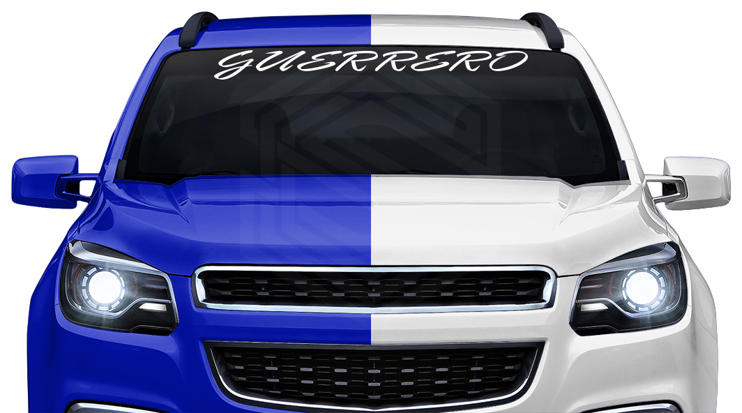 GUERRERO GRO Mexico Decal Sticker Windshield Window Vinyl Graphic Banner Text Font-Rapier Caps 36"x4.25"+