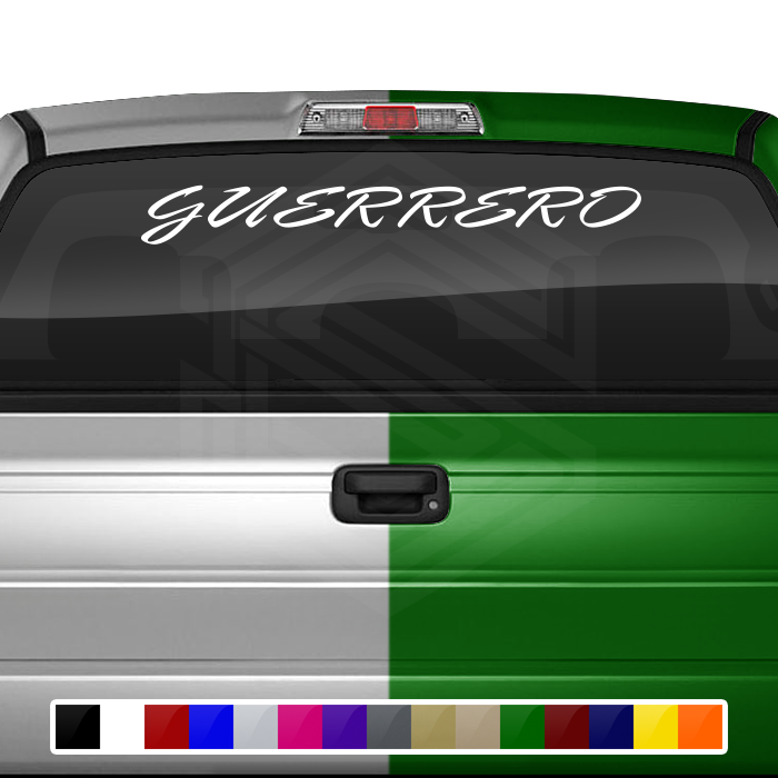 GUERRERO GRO Mexico Decal Sticker Windshield Window Vinyl Graphic Banner Text Font-Rapier Caps 36"x4.25"+