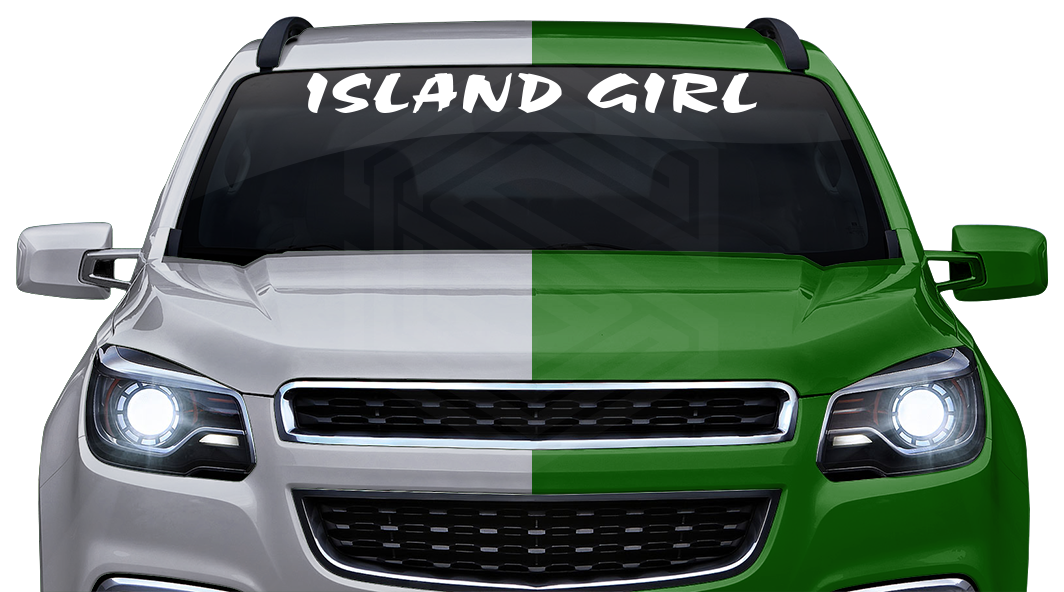 ISLAND GIRL Decal Sticker Windshield Window Vinyl Graphic Banner Text Font-Choc Caps 36"x4.25"+