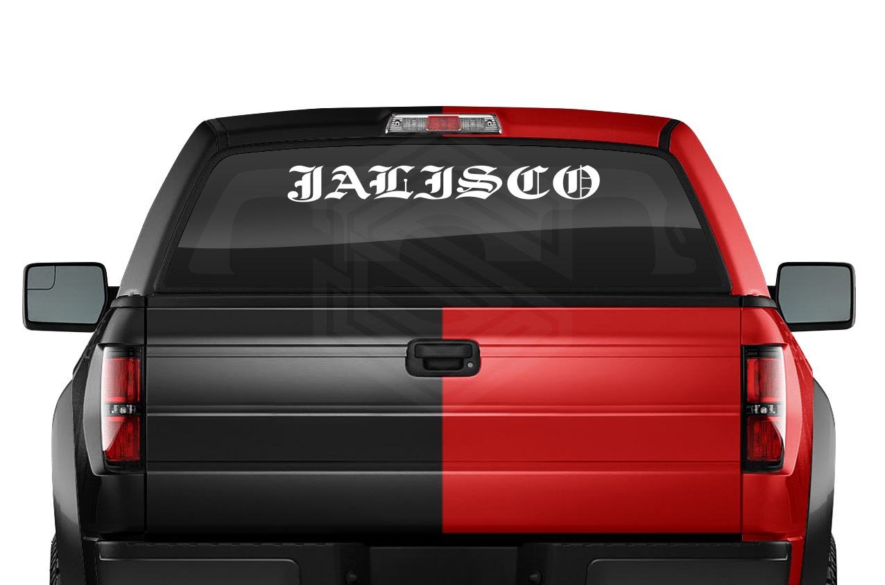 JALISCO JAL Mexico Decal Sticker Windshield Window Vinyl Graphic Banner Text Font-Etch Old English Bold Caps 36"x4.25"+