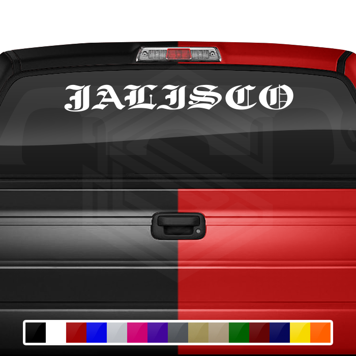 JALISCO JAL Mexico Decal Sticker Windshield Window Vinyl Graphic Banner Text Font-Etch Old English Bold Caps 36"x4.25"+