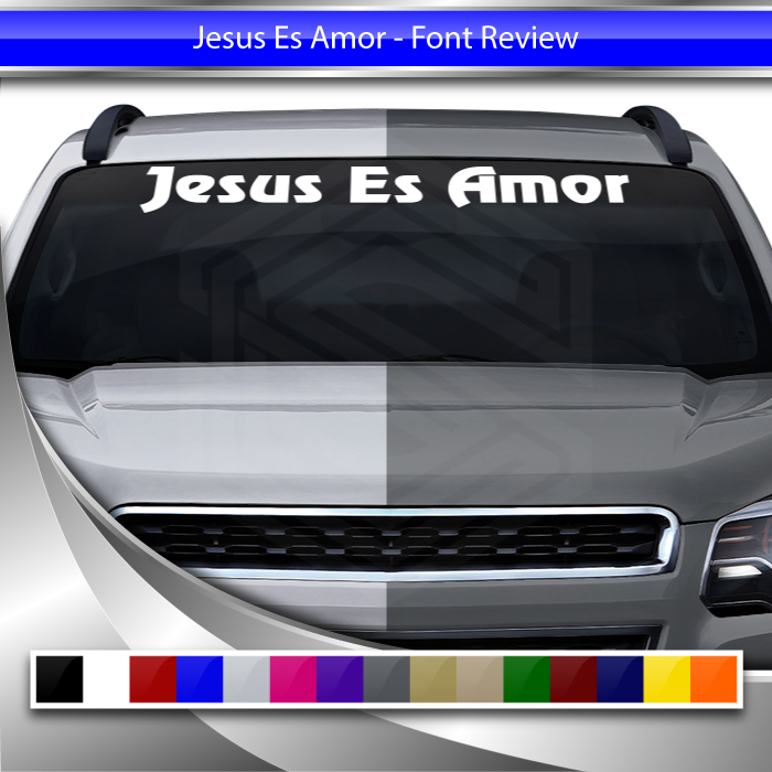 JESUS ES AMOR Decal Sticker Windshield Window Vinyl Graphic Banner Text Font-Review 36"x4.25"+