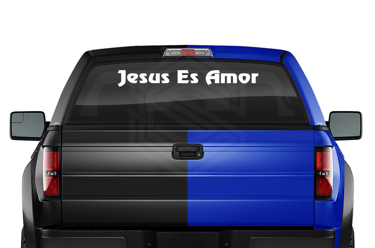 JESUS ES AMOR Decal Sticker Windshield Window Vinyl Graphic Banner Text Font-Review 36"x4.25"+
