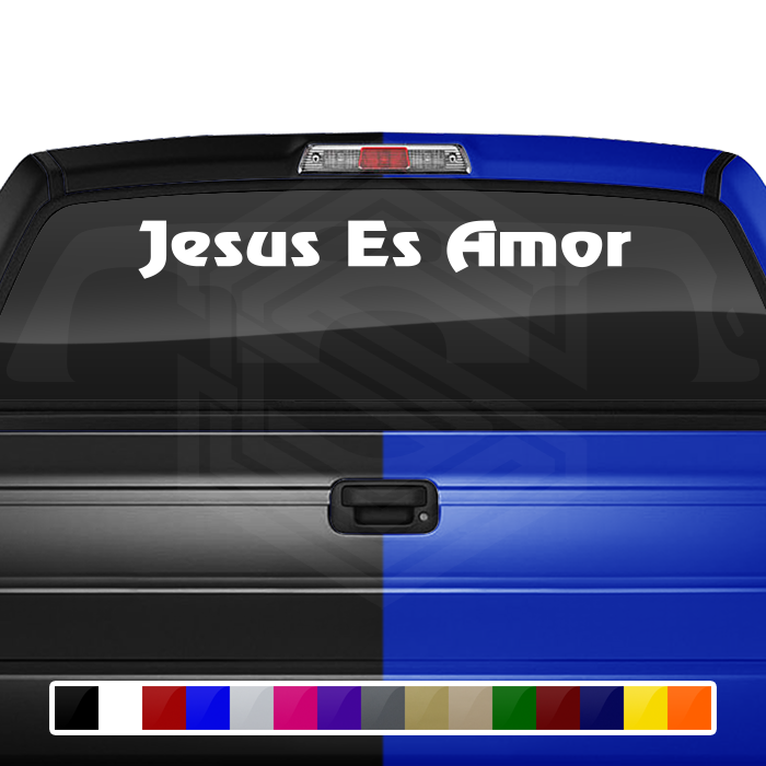 JESUS ES AMOR Decal Sticker Windshield Window Vinyl Graphic Banner Text Font-Review 36"x4.25"+