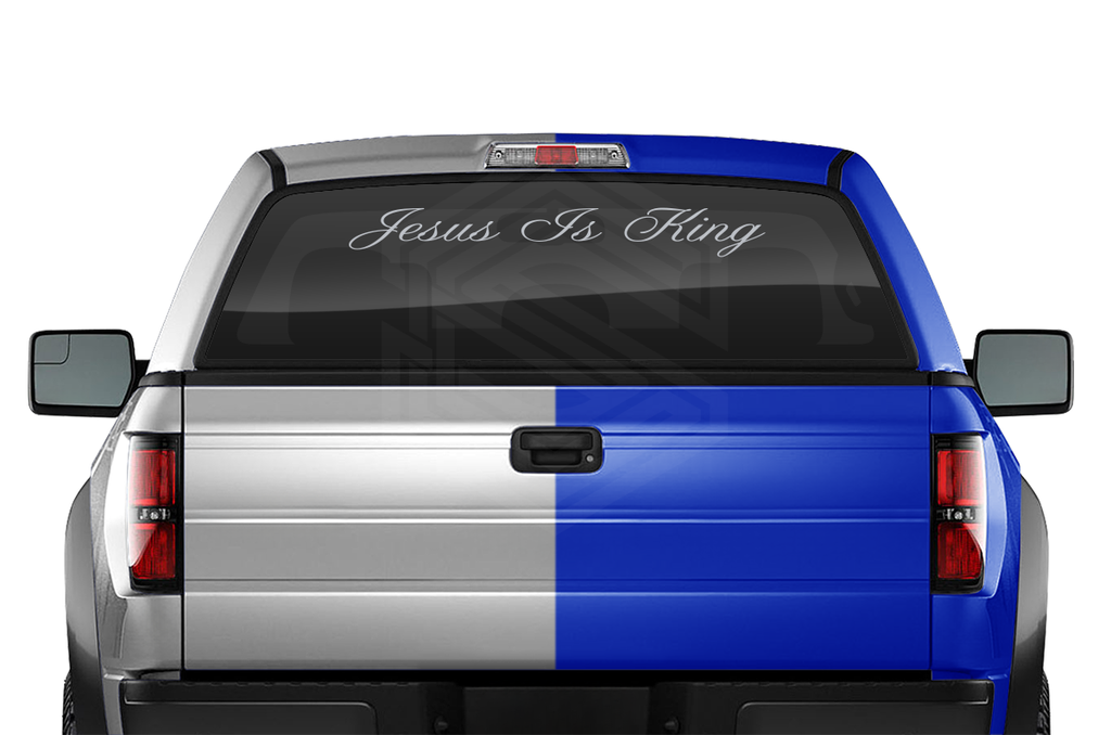 JESUS IS KING Decal Sticker Windshield Window Vinyl Graphic Banner Text Font-Altogscr 36"x4.25"+
