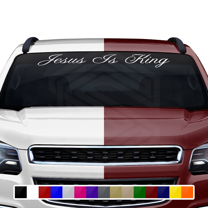 JESUS IS KING Decal Sticker Windshield Window Vinyl Graphic Banner Text Font-Altogscr 36"x4.25"+