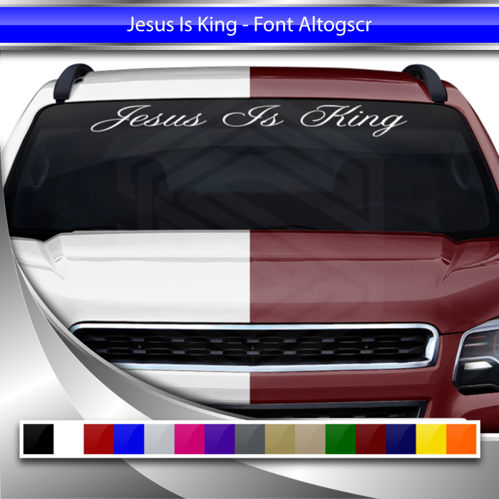 JESUS IS KING Decal Sticker Windshield Window Vinyl Graphic Banner Text Font-Altogscr 36"x4.25"+