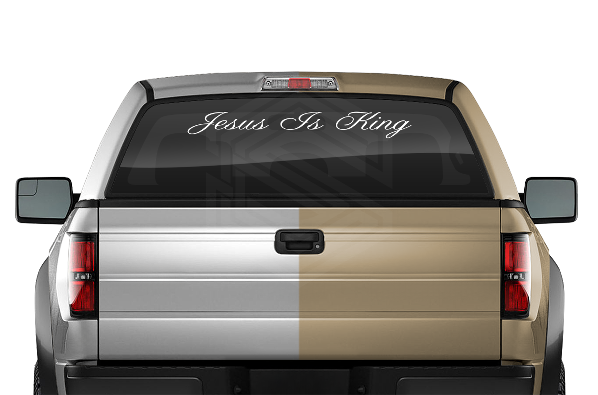 JESUS IS KING Decal Sticker Windshield Window Vinyl Graphic Banner Text Font-Altogscr 36"x4.25"+