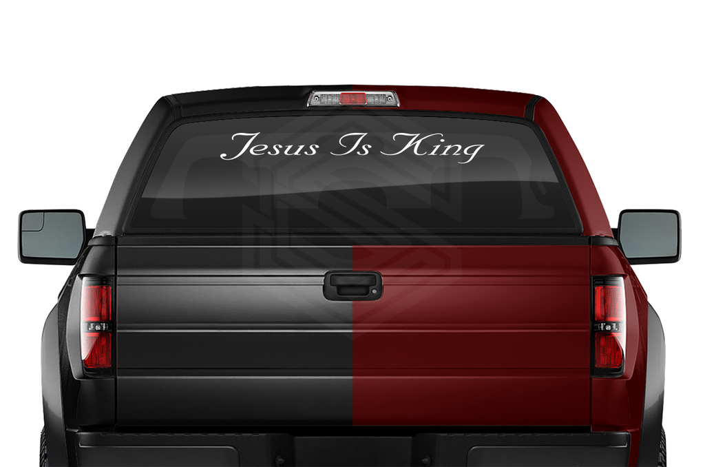 JESUS IS KING Decal Sticker Windshield Window Vinyl Graphic Banner Text Font-Nuptial 36"x4.25"+