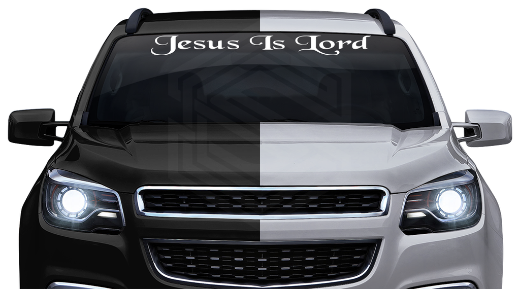 JESUS IS LORD Decal Sticker Windshield Window Vinyl Graphic Banner Text Font-Tailends 36"x4.25"+