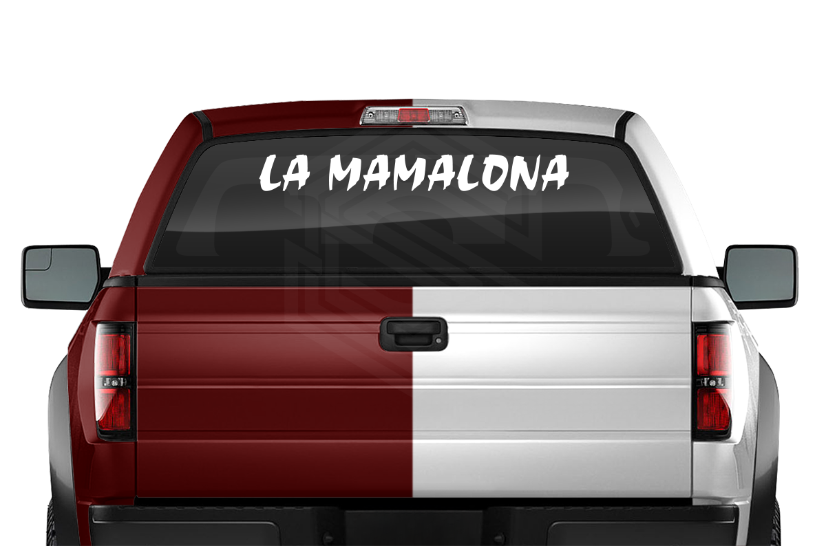LA MAMALONA Decal Sticker Windshield Window Vinyl Graphic Banner Text Font-Choc Caps 36"x4.25"+