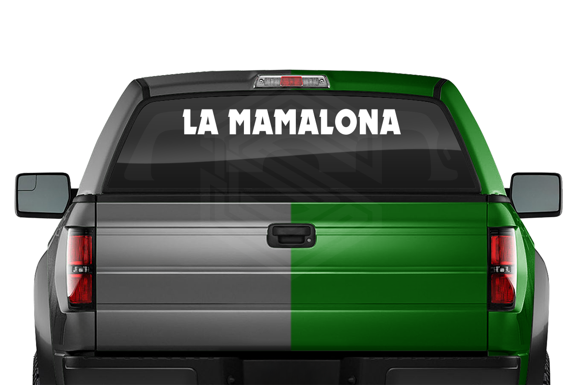 LA MAMALONA Decal Sticker Windshield Window Vinyl Graphic Banner Text Font-Dynamo Bold Caps 36"x4.25"+