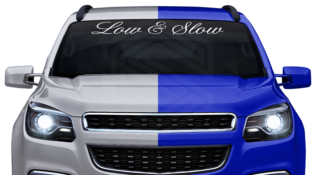 LOW & SLOW Decal Sticker Windshield Window Vinyl Graphic Banner Text Font-Altogscr 36"x4.25"+