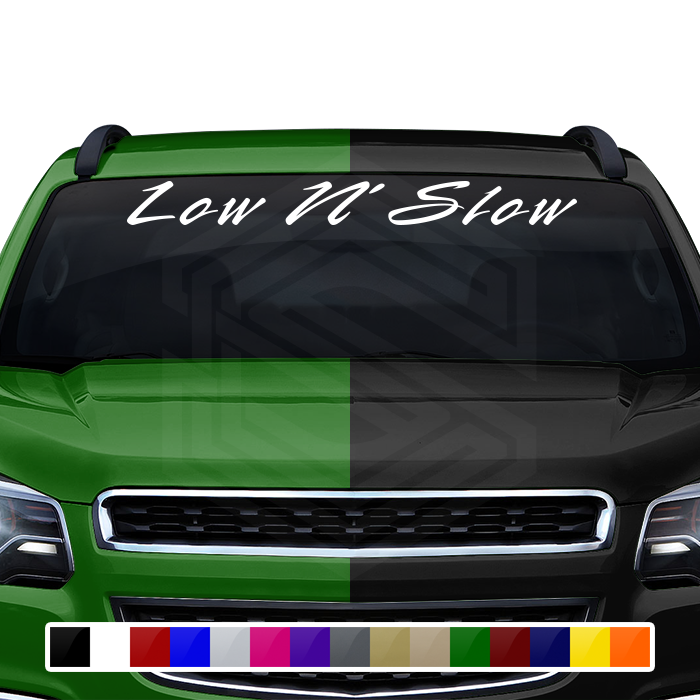 LOW & SLOW Decal Sticker Windshield Window Vinyl Graphic Banner Text Font-Rapier 36"x4.25"+