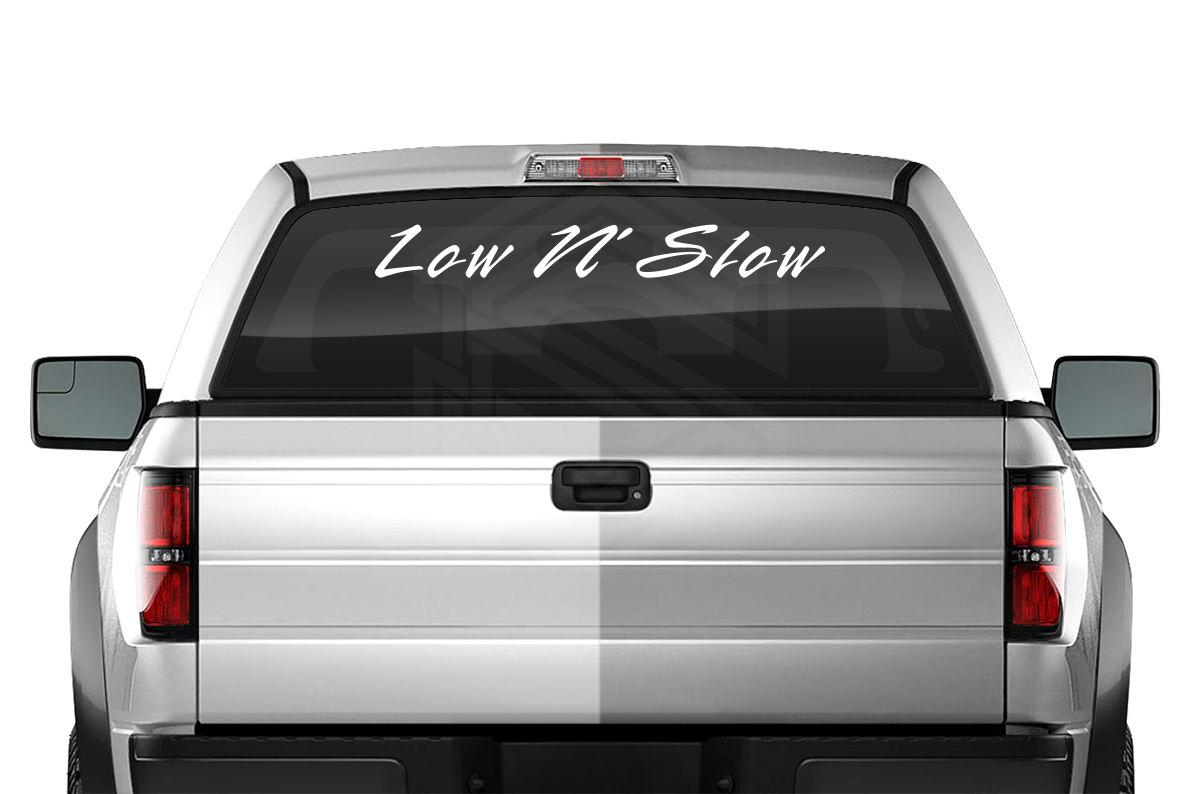 LOW & SLOW Decal Sticker Windshield Window Vinyl Graphic Banner Text Font-Rapier 36"x4.25"+