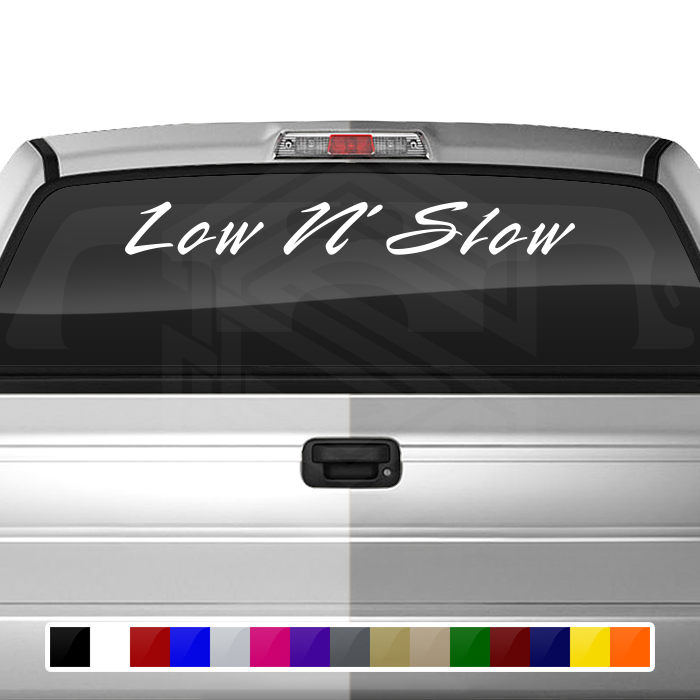 LOW & SLOW Decal Sticker Windshield Window Vinyl Graphic Banner Text Font-Rapier 36"x4.25"+