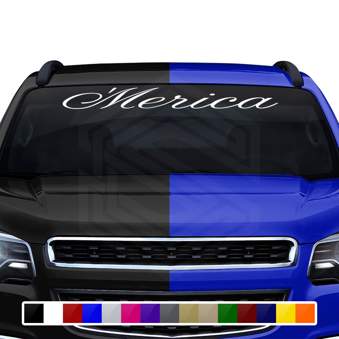 'MERICA Decal Sticker Windshield Window Vinyl Graphic Banner Text Font-Altogscr 36"x4.25"+