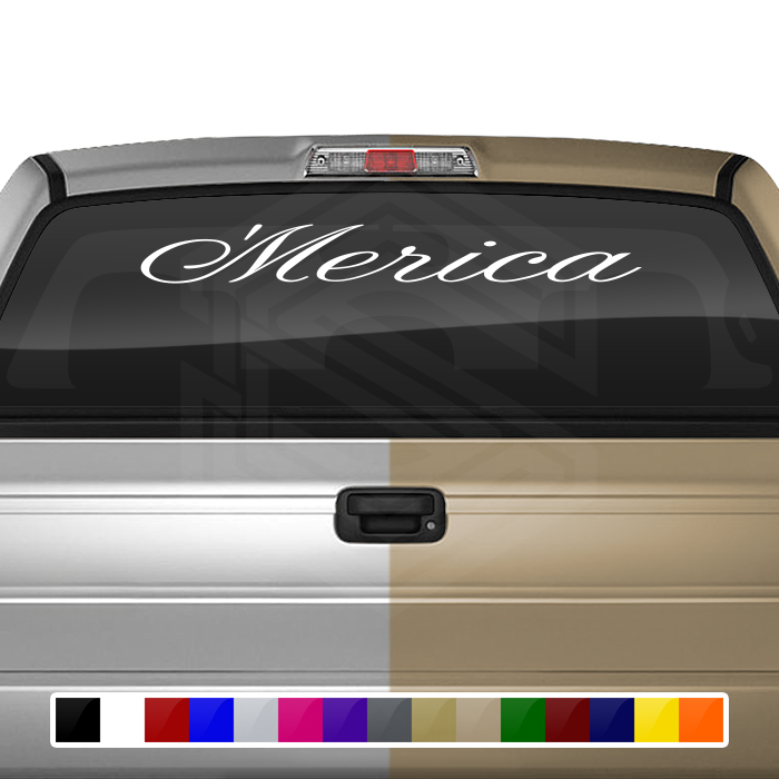 'MERICA Decal Sticker Windshield Window Vinyl Graphic Banner Text Font-Altogscr 36"x4.25"+
