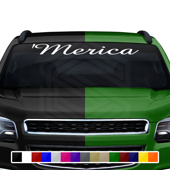 'MERICA Decal Sticker Windshield Window Vinyl Graphic Banner Text Font-Amaze 36"x4.25"+