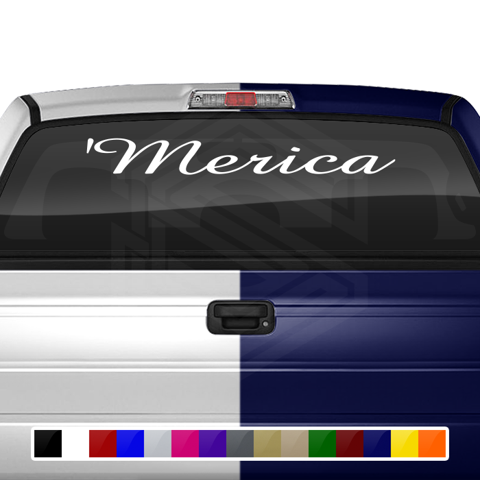 'MERICA Decal Sticker Windshield Window Vinyl Graphic Banner Text Font-Amaze 36"x4.25"+