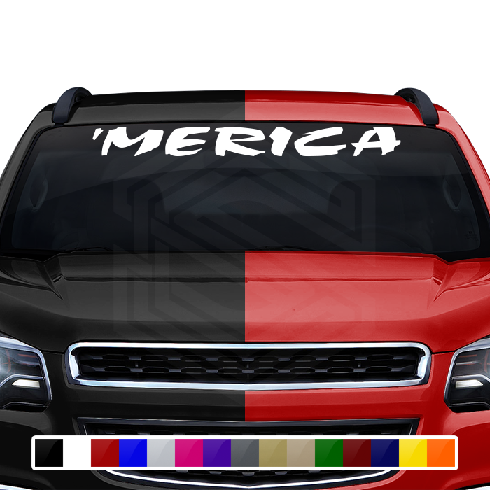 'MERICA Decal Sticker Windshield Window Vinyl Graphic Banner Text Font-Choc Caps 36"x4.25"+