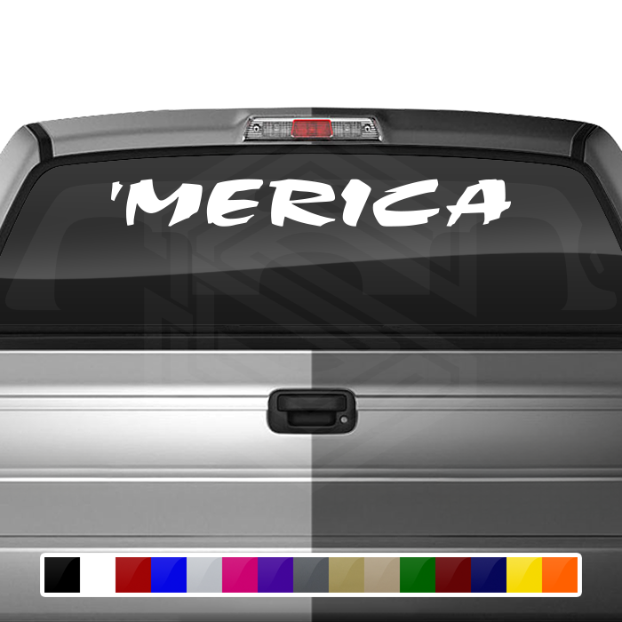 'MERICA Decal Sticker Windshield Window Vinyl Graphic Banner Text Font-Choc Caps 36"x4.25"+