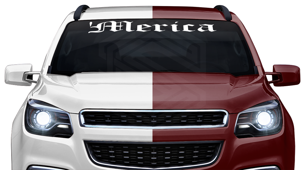 'MERICA Decal Sticker Windshield Window Vinyl Graphic Banner Text Font-Old English 36"x4.25"+