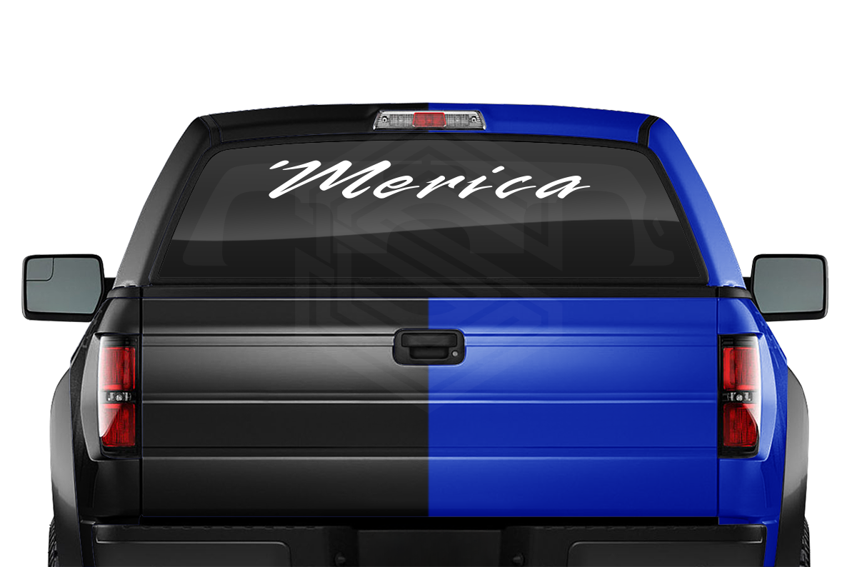 'MERICA Decal Sticker Windshield Window Vinyl Graphic Banner Text Font-Rapier 36"x4.25"+