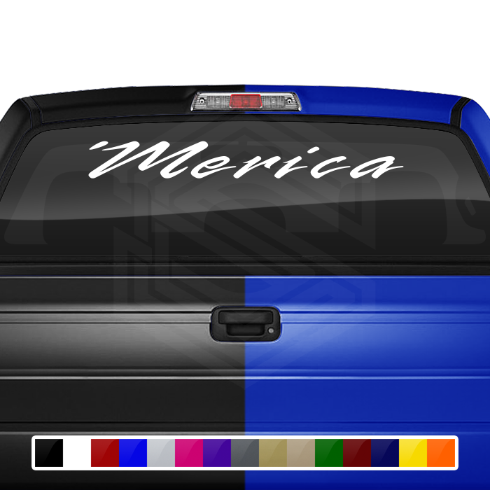 'MERICA Decal Sticker Windshield Window Vinyl Graphic Banner Text Font-Rapier 36"x4.25"+