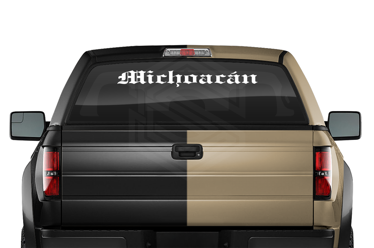 MICHOACÁN MICH Mexico Decal Sticker Windshield Window Vinyl Graphic Banner Text Font-Etch Old English Bold 36"x4.25"+