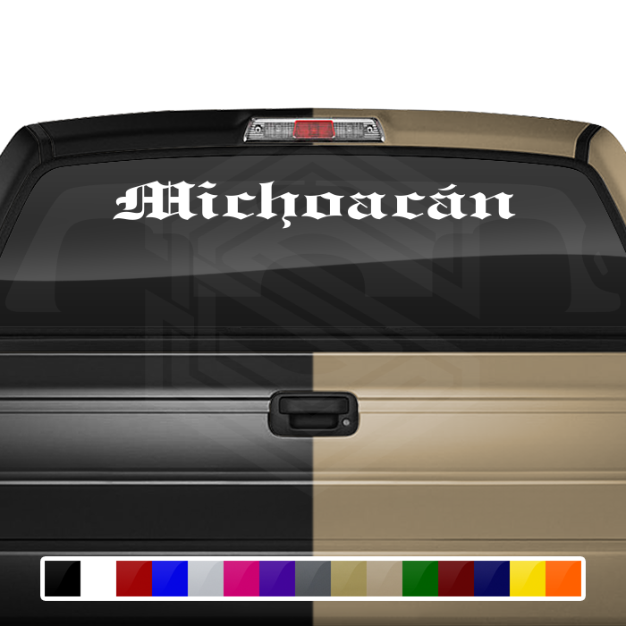 MICHOACÁN MICH Mexico Decal Sticker Windshield Window Vinyl Graphic Banner Text Font-Etch Old English Bold 36"x4.25"+
