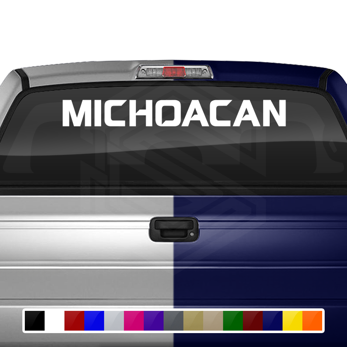MICHOACÁN MICH Mexico Decal Sticker Windshield Window Vinyl Graphic Banner Text Font-Spaceage Caps 36"x4.25"+