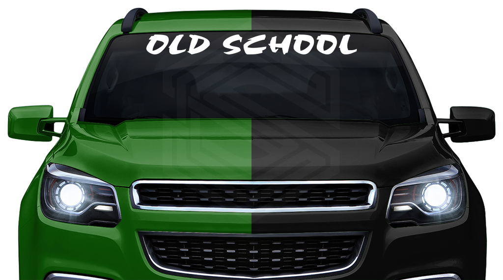 OLD SCHOOL Decal Sticker Windshield Window Vinyl Graphic Banner Text Font-Choc Caps 36"x4.25"+