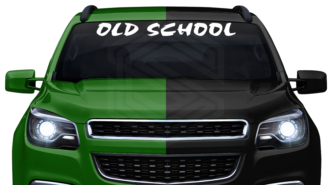 OLD SCHOOL Decal Sticker Windshield Window Vinyl Graphic Banner Text Font-Choc Caps 36"x4.25"+