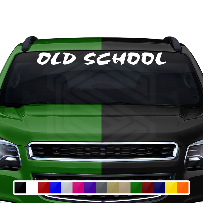 OLD SCHOOL Decal Sticker Windshield Window Vinyl Graphic Banner Text Font-Choc Caps 36"x4.25"+